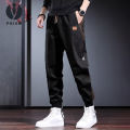 Men Cargo Pants Pockets Drawstring Elastic Waist Ankle-banded Expandable Button Leg Streetwear Loose Solid Color Joggers Outdoor Long Trousers. 
