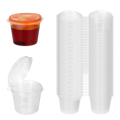 100 Pieces Small Plastic Containers 25Ml Small Sauce Pots Plastic Pots Jelly Pots for Sauce Dips Salads. 