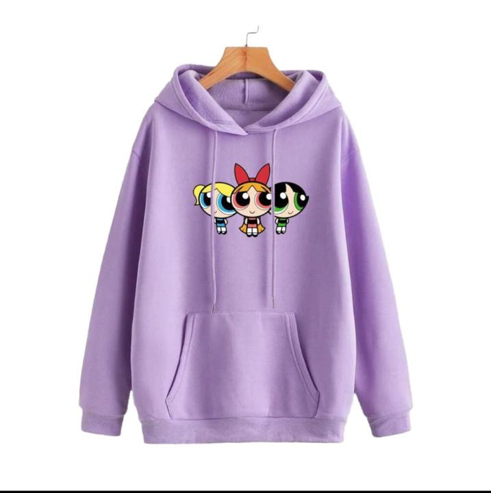Power Puff Girls Fleece Full Sleeves Pull Over Hoodie For Women - Stay Warm And Stylish With A Fleece Hoodie