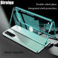 Biruiqu For VIVO Y12A Y20 Y20s Y12s Y20S G Magnetic Absorption Case Metal Frame Shockproof Double Sided Tempered Glass Magnetic Case Cover. 