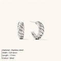 【BeginnerBer】eManco Vintage Croissant Stainless Steel Hoop Earrings for Women Simple Round Circle Ear Rings Simple Accessories Party Jewelry. 