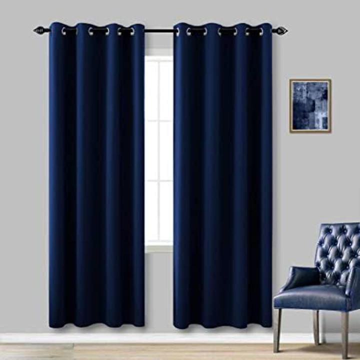 PREMIUM SATIN CURTAINS PAIR Navy Blue