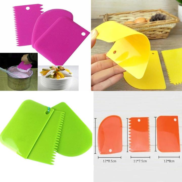 3pcs Plastic Dough Icing Fondant Scraper Cake Decorating Baking Tool