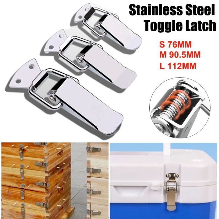 Luggage Accessories Stainless Steel Spring Loaded Latch Silver Durable Toggle Latch Lock Snap Wooden Box