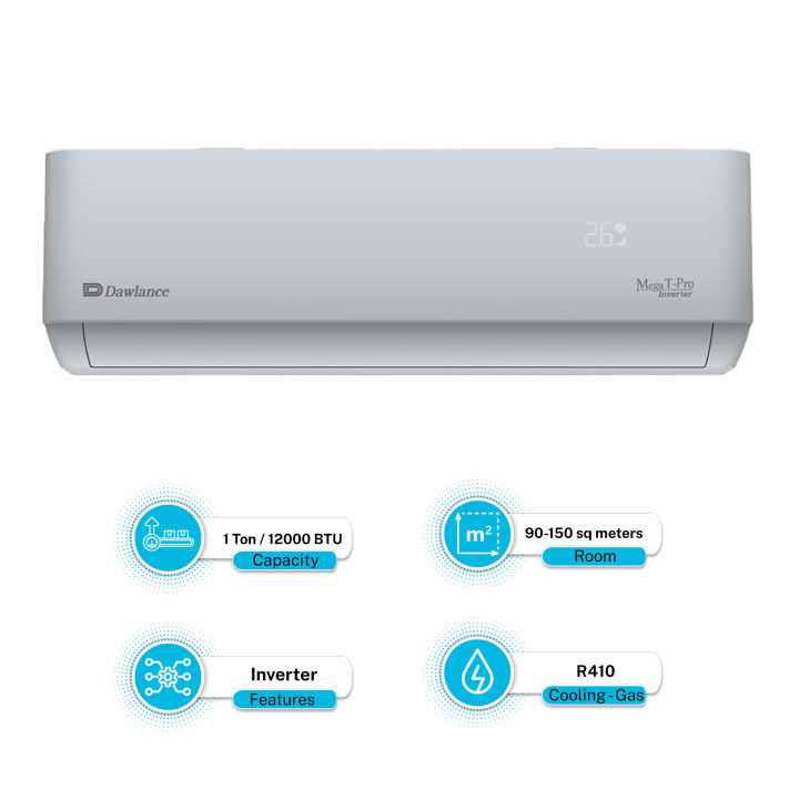 Dawlance 1 ton Split - MEGA T-Pro 15 INVERTER - Heat & cool - Silver