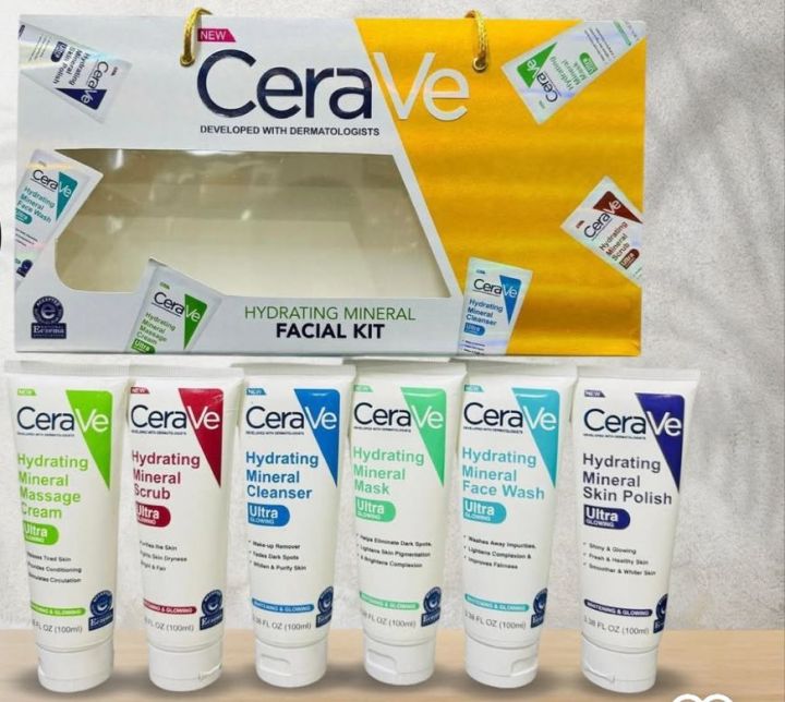 CeraVe Hydrating Mineral Facial Kit Imported Meterial (6pc pack) | Daraz.pk