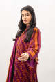 Alkaram Studio Unstitched 3 Piece Printed Khaddar Suit With Khaddar Dupatta Fw-17-23-Aubergine - Stylish Winter Fashion. 