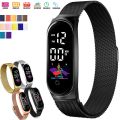 Gesh 2023 Gold Women's Watches Sports Touch Led Digital Electronic Wrist Watch For Men Student Girl Hand Ring Magnetic Bracelet Watch. 