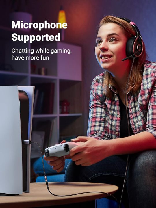 UGREEN%20USB%20to%203.5mm%20Jack%20Audio%20Adapter%20USB%20Sound%20Card%20Support%20Mic%20TRRS%20Headphone%20DAC%2024bit%2096kHz%20Nylon%20Braided%20USB%20to%20Aux%20Jack%20Compatible%20with%20Windows%20Mac%20Linux%20PC%20PS5%20PS4%20Switch%20Speaker,%209.8%20Inch%20-%20Image%204