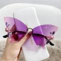 Frameless Crystal Butterfly Sunglasses Vintage Brand Shades for Women Rimless Sun Glasses Bling Diamond Eyewear. 