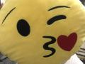Wink Blow Heart Kiss Emoji Pillow 12.5 Inch Large Yellow Smiley Emoticon. 