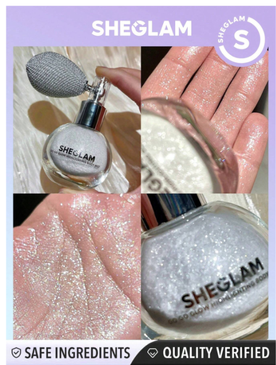 SHEGLAM Go Go Glow Highlighting Body Mist-Frosted Opal Body Glitter Powder Spray High-Shine Finish Multi-Use Shimmer Glow Highlighter Face Makeup Black Friday Winter Gifts Highlighter