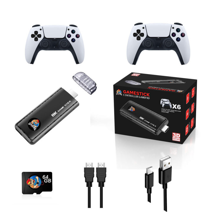 ORIGINAL M8 / M22 / X6 / X2 PRO / M15 / X2 Plus Wireless Retro Game Console  | Plug and Play Video Game Stick | Built in 20000+ Games | 9 Classic Emulators | 4K High Definition HDMI Output for TV with Dual 2.4G Wireless Controllers (64 GB Memory Card)