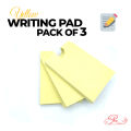 Yellow Writing Pad Pack of Three (100 Sheets Each). 