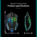 Banda USB Wired Gaming Mouse (P1) (Black) - Breathing RGB Light - 6 Buttons  - 1000,2400,3600 dpi Optical 6D - Pixart Gaming Sensor - Cute - PC / M-ac compatible. 