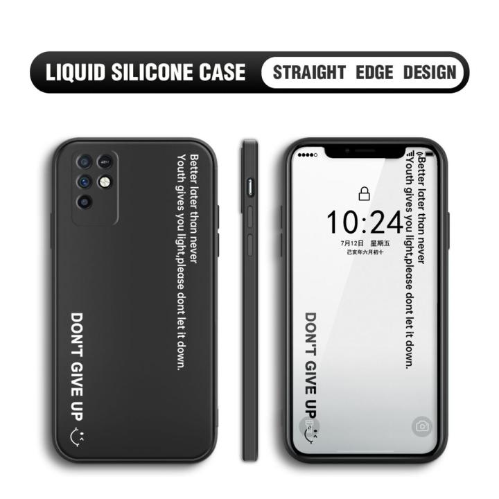BILI for Infinix Note 10 Back Cover Motto Dont Give Up Multicolor Liquid Silicone Phone Case Soft Square Lens Protection Phone Cases