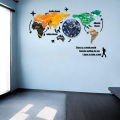 Vibrant World Map Wall Clock - Large 127cm DIY Wooden Art for Home and Office - GIft City. 