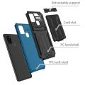 For Samsung Galaxy A21s Three-in-one Multifunctional Hidden Credit Card Slot Bracket Protective Case. 