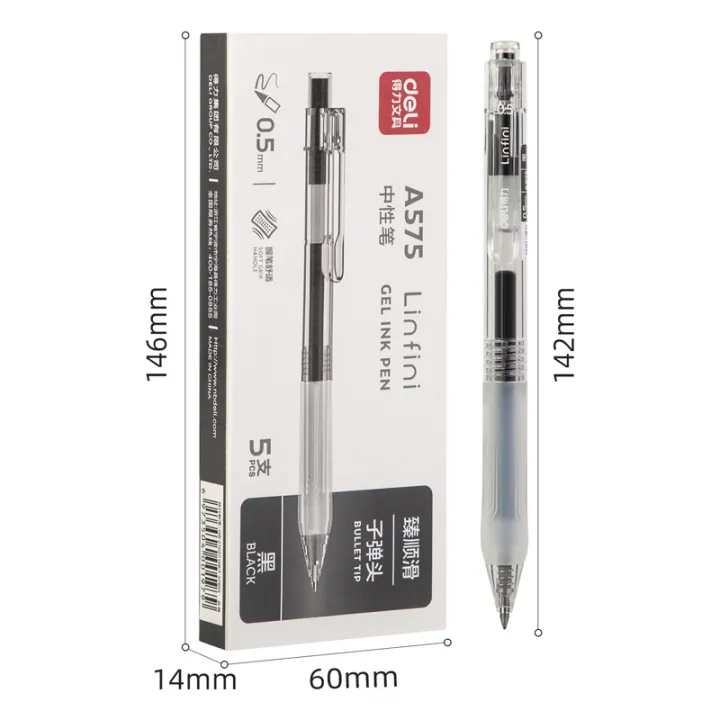Deli%20Press%20Black%20Gel%20Pen%200.5mm%20A575%20-%20Image%204