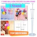 7 Tubes Balloons Holder Column Stand Balloon Stand Kit,Reusable Clear Balloon Holder(7 Balloon Sticks,7 Balloon Cups,1 Balloon Base) Makes Balloons Float Without Helium. for Table, Floor, Centerpiece with Base. 