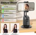 [RMG] 360° Rotation Face Tracking Tripod with Remote: Foldable Auto Face Tracking Phone Holder for Video Vlog Live Stream, Gesture Control, No App Required. 