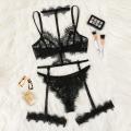 MissFortune saxy Exquisite Lace Lingerie Bra+Garter+Briefs Set Babydoll Cut-Out Sleepwear. 