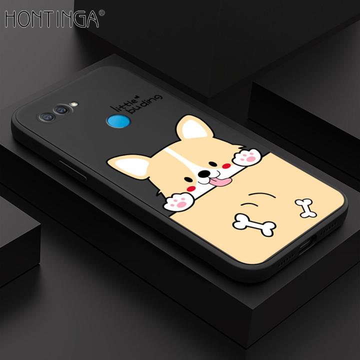 Hontinga for OPPO A5S A12 A7 A12S Back Cover Cute Cartoon Dog Pattern Case Soft Square Edge Liquid Silicone Phone Cases