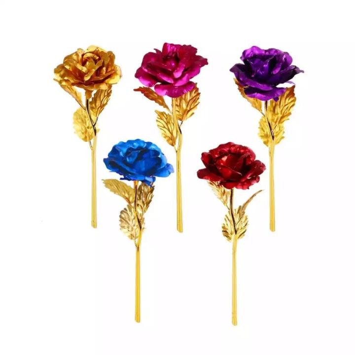 Gold Plated Golden Rose Flower Present Wedding Party Decoration Artificial 24K Rose Romantic