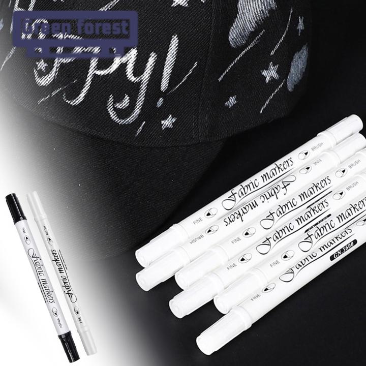 Fabric Pen for T-shirts Waterproof Fabric Markers for T-shirt Graffiti Dual Tip Textile Pens for Clothing Drawing 4/6pcs Set White Fabric Marker