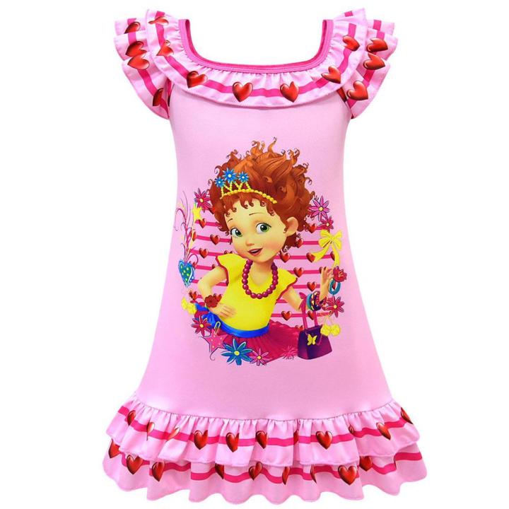 【BestGO】Summer Fancy Nancy Little Girls Dress Falbala Short Sleeve Off Shoulder Dresses