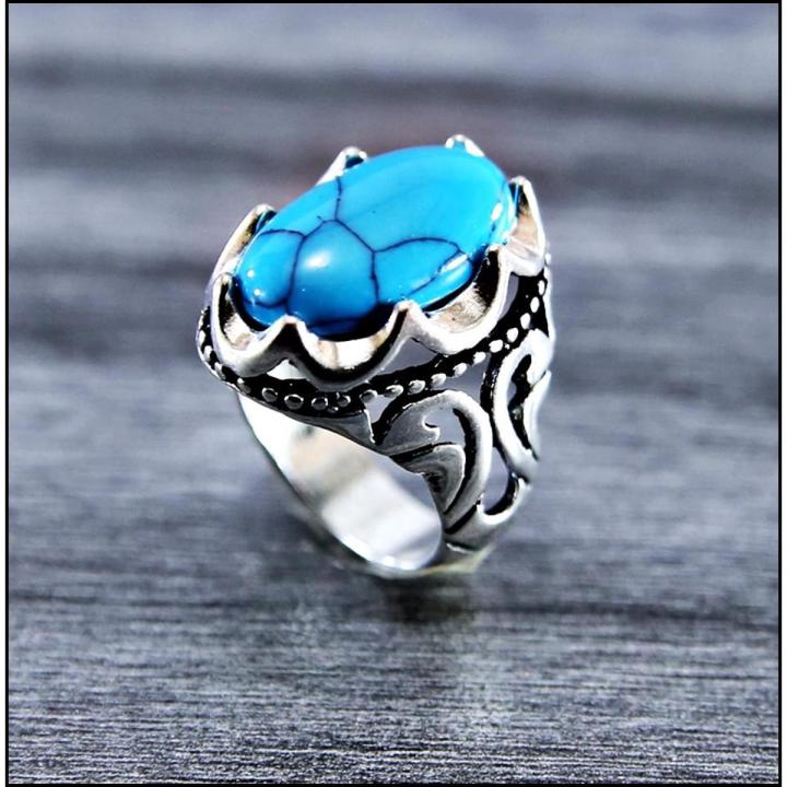 Stainless Steel Turkish Silver Fashion Stone Ring For Men