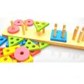 Wooden Geometric Shape Matching 5 Column Blocks Pole For Boys and Girls. 