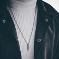 Korean Jewellery Never Fade Stainless Black Bar Locket Necklace Pendant for Boys & Men. 
