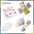 15 Pcs/Set Value Pack For Artist - Canvases, Acrylic Paints, Multi Shape Brushes and 10 Wells Palette. 