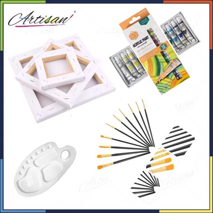 15%20Pcs/Set%20Value%20Pack%20For%20Artist%20-%20Canvases,%20Acrylic%20Paints,%20Multi%20Shape%20Brushes%20and%2010%20Wells%20Palette%20-%20Image%203