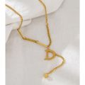 Yhpup Statement Letter D Pendant Necklace Gold Metal Stainless Steel Chain Jewelry Trendy Collar Collier. 