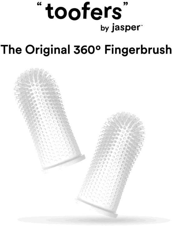Jasper 360º Dog Fingerbrush Toothbrush Kit (2-Pack) Ergonomic Design, Full Surround Bristles for Easy Teeth Cleaning, Dental Care for Puppies, Cats and Small Pets, Clear