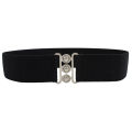 Elastic Waistband Double Ring Metal Pin Buckle Wide Belt For Women Fashion Dress Decoration Accessories. 