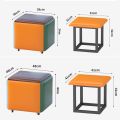 5-In-1 Cube Stool Removable Space-Saving Footrest Sofa Stool Coffee Table for Living Room-Leather: B-. 