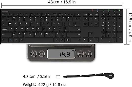 Arteck%202.4G%20Wireless%20Keyboard%20Stainless%20Steel%20Ultra%20Slim%20Full%20Size%20Keyboard%20with%20Numeric%20Keypad%20for%20Computer/Desktop/PC/Laptop/Surface/Smart%20TV%20and%20Windows%2010/8/%207%20Built%20in%20Rechargeable%20Battery%20-%20Image%202