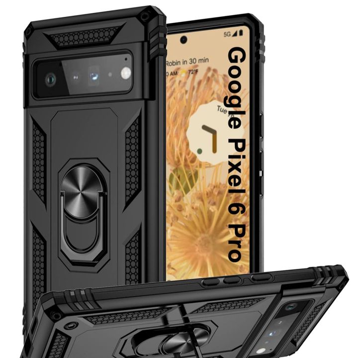 Google Pixel 6 Pro Luxury Shock-Proof Armor Case Magnetic Car Ring Stand Cover Pixel 6 Pro