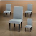 Dining Chair Covers - Light Grey - 6 Seater - Mash Fabric Chair Covers - Dining Chair Fitted Covers - Stretchable Chair Covers - Elastic Chair Slipcovers - Washable Dining Chair Protectors - Vouis London. 