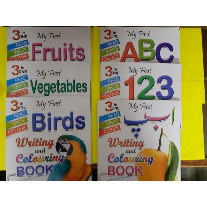Pack of 6 Coloring and Tracing Books (Each Book Include 3 Activities Read, Write & Color)