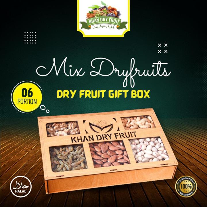 Dry Fruit Gift  Basket- Wood Quality [ 6 ITEMS A box 1300gm  Dray fruits in Box