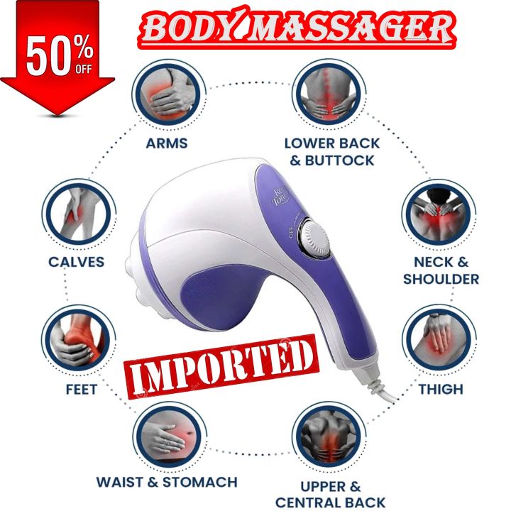 Best Body Massager Pain Relief Massage Machine Full Blood Circulation Portable Electric Handheld waistline neck shoulder arm hip thigh calf areas Body Massager ( Imported )