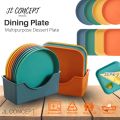 8pcs Multi Color Plate Set With Stand Unbreakable Dinner Plates Snacks Salad Plates Candy Dish Appetizers. 