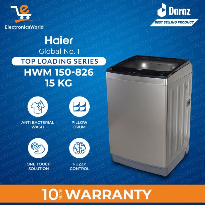 Haier HWM 150-826- Quick Wash Series/Fully Automatic/ Top Loading Washing Machine-15kg-10 Years Warranty With Free Installation