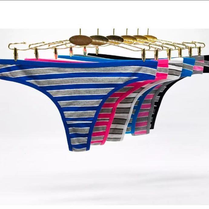 Pack of 5 Women's Soft Cotton Stripes Printed Thong Panties - Abil