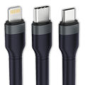 FASTER D4 Quick Charge Denim Braided 3-in-1 Data Cable. 
