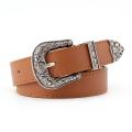 Vintage Western Women Belt Carve Metal Buckle Waist Belt PU Leather Strap Ladies Casual Jeans Pants Belts. 